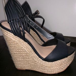 Black straps wedges brand new